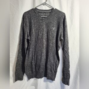 American Eagle Outfitters Charcoal V-Neck Sweater, Size Large
